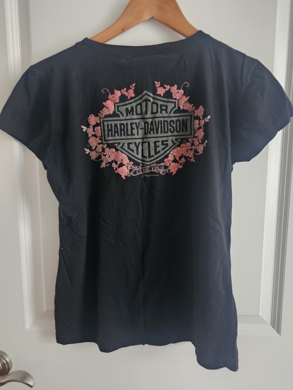 HARLEY DAVIDSON Ocho Rios Jamaica Womens Black Short Sleeve Tee Shirt